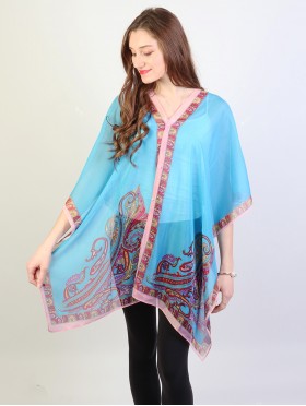 Reversible Pearl Chiffon Top with Paisley Border